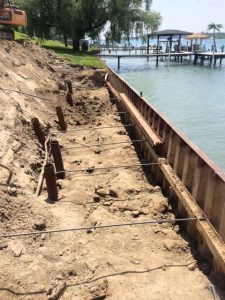 Riprap installation securing shoreline from erosion in Sarnia Ontario